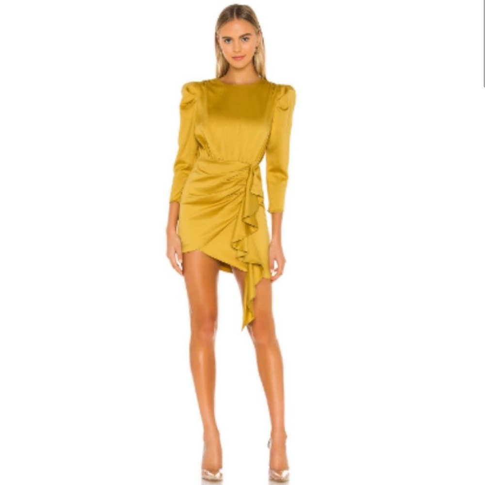 Revolve NBD Pandora Mini Dress in Mustard